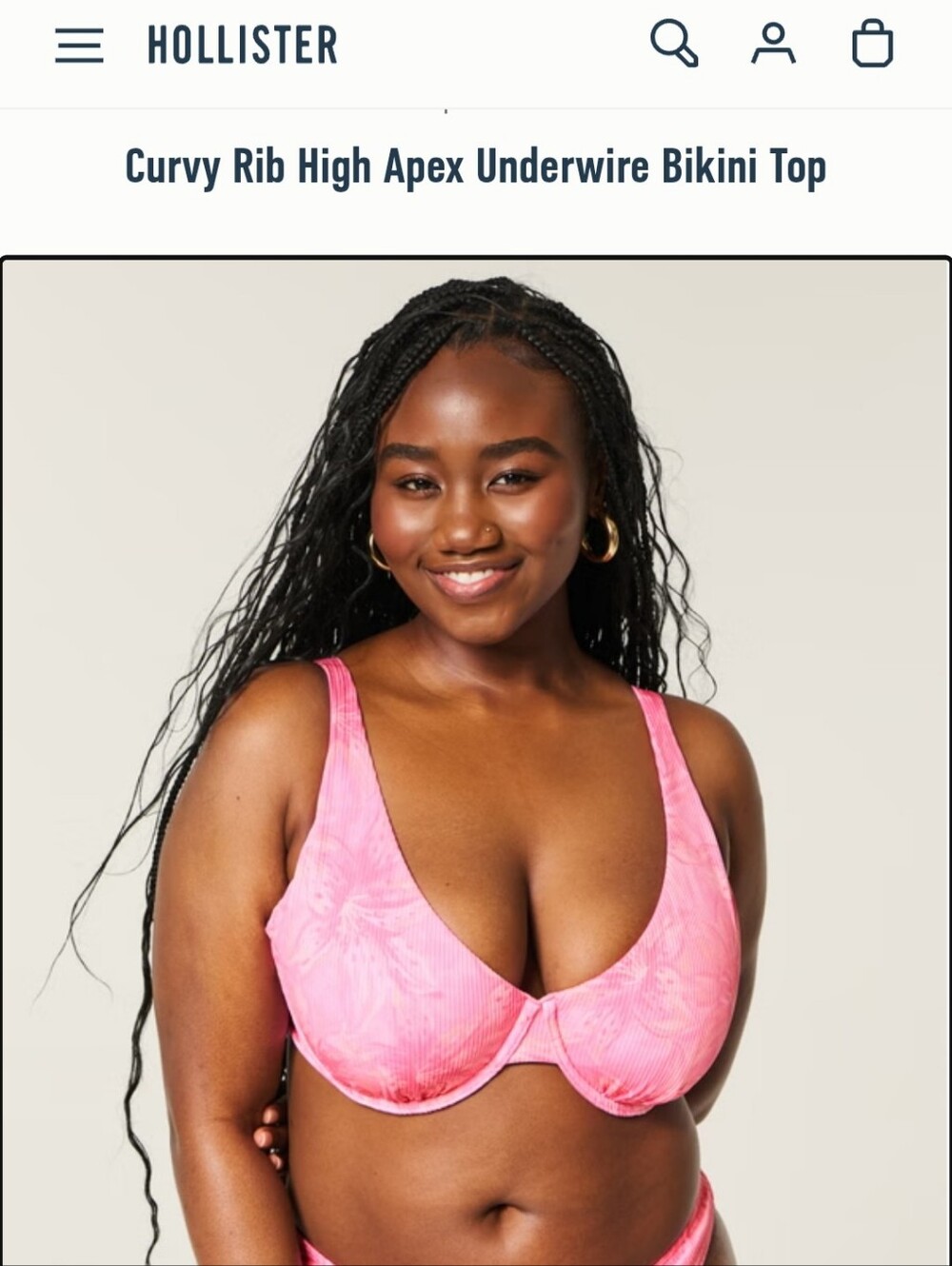 Hollister Curvy Rib Underwire Bikini Top - Pink Floral XL